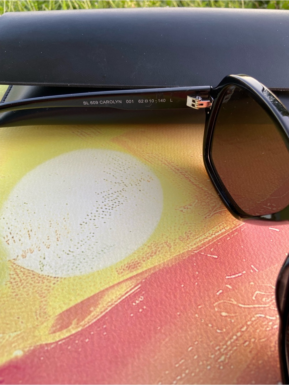 Saint Laurent Black Frame Sunglasses with Brown Lenses - Picture 6 of 7